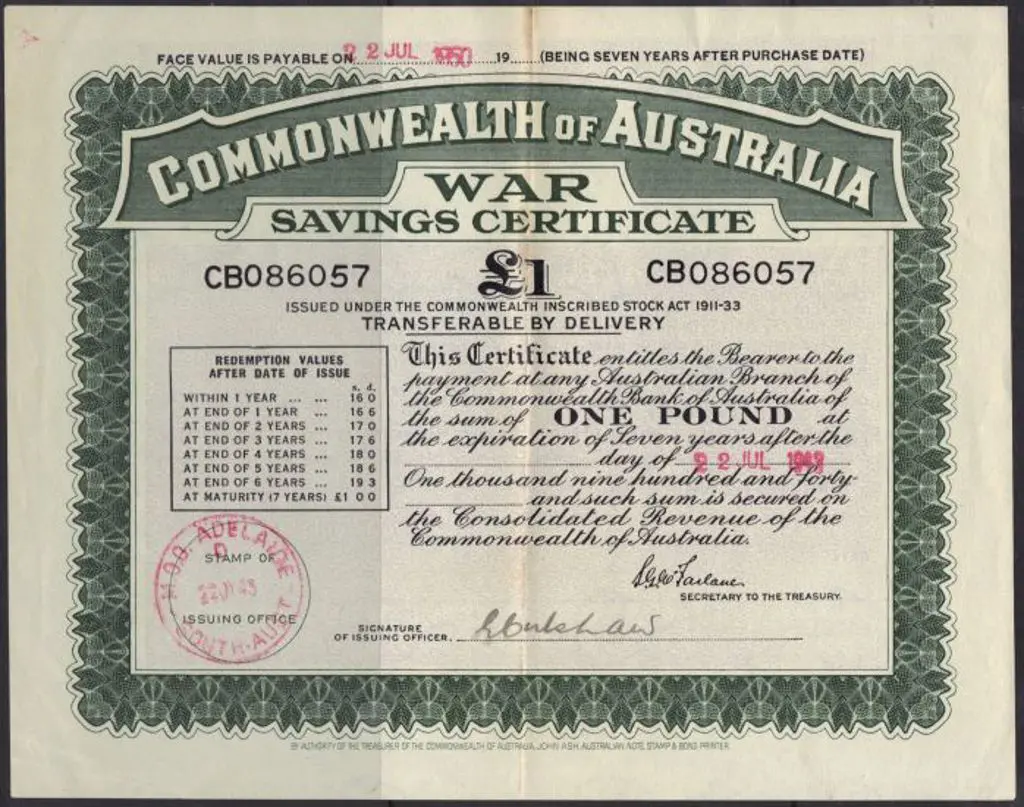 1943 £1 War Savings Certificate franked 1943 with ... Image 1++
