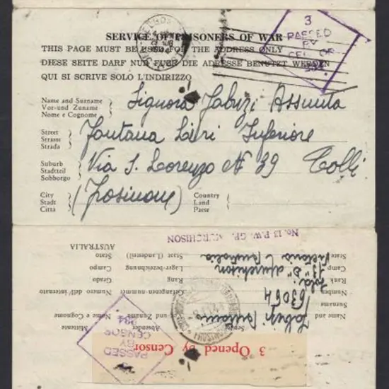1944 (29th Aug) POW printed lettersheet used to ...