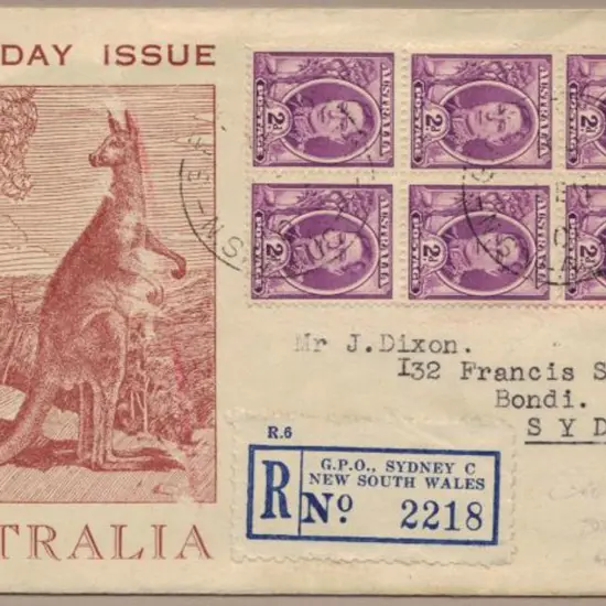 1944 (4th Dec) 2d purple KGVI block of 6 on ...