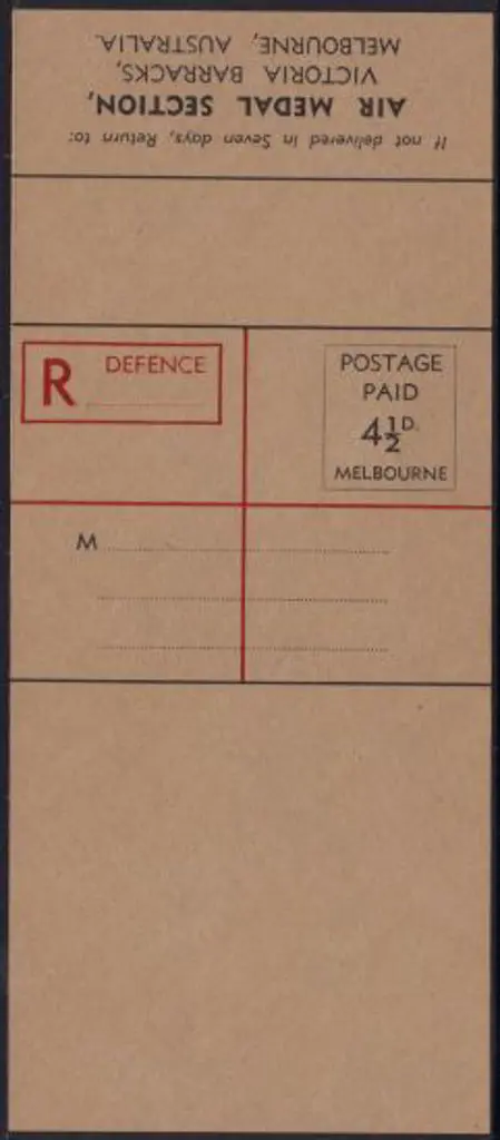 1946 4½d Registered Defence Force wrapper "Air ... Image 1++