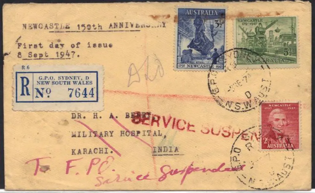 1947 (8th Sept) Newcastle Registered FDC addressed ... Image 1++