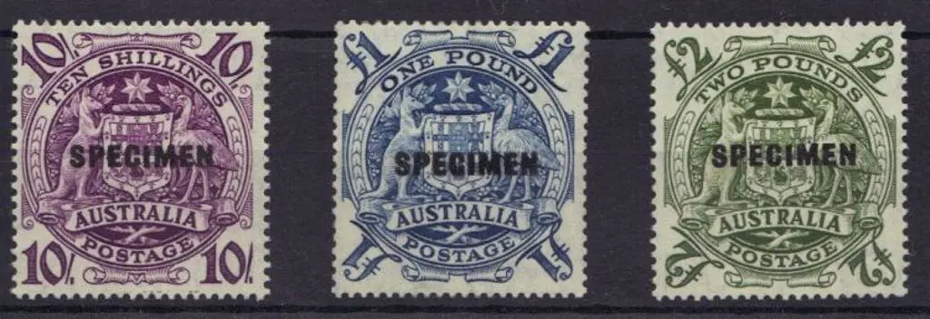 1949/50 Arms set of 3 to £2 overprinted SPECIMEN. ... Image 1++