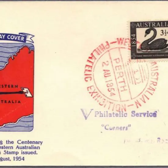 1954 (2nd Aug) WAPEX 1954 commem pmk in red on 3½d ...