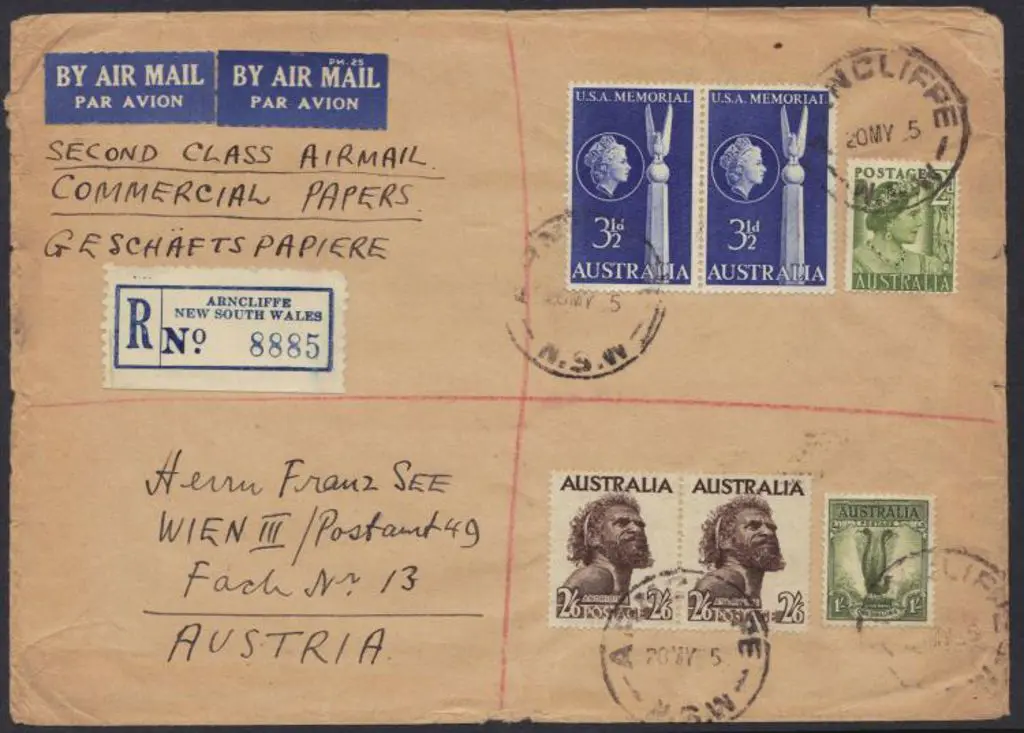 1955 (20th May) Reg Airmail env addressed to ... Image 1++