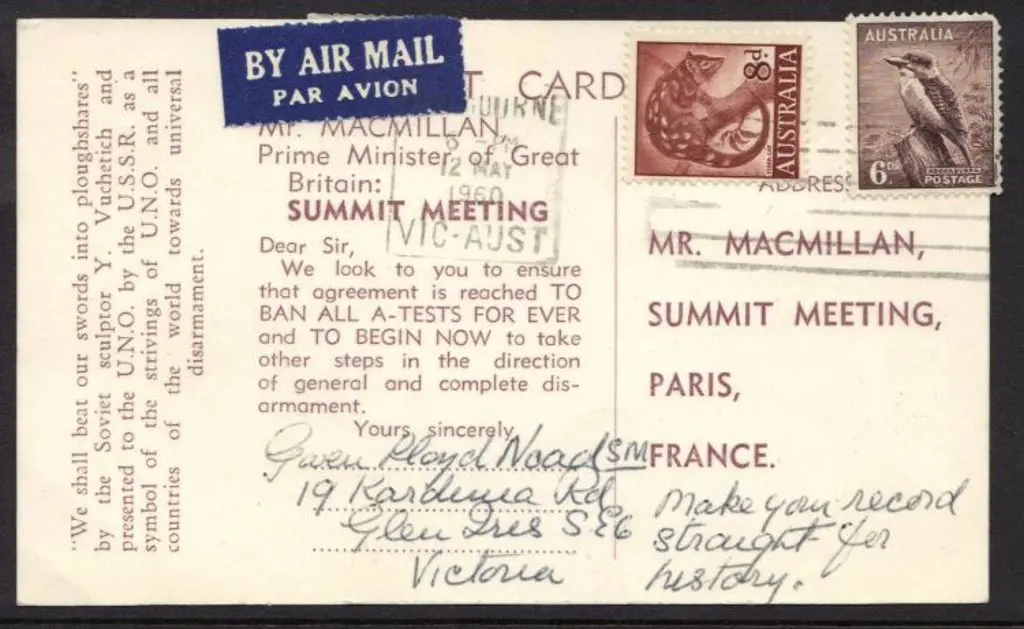 1960 Pre-printed ppc to MacMillan, GB Prime ... Image 1++