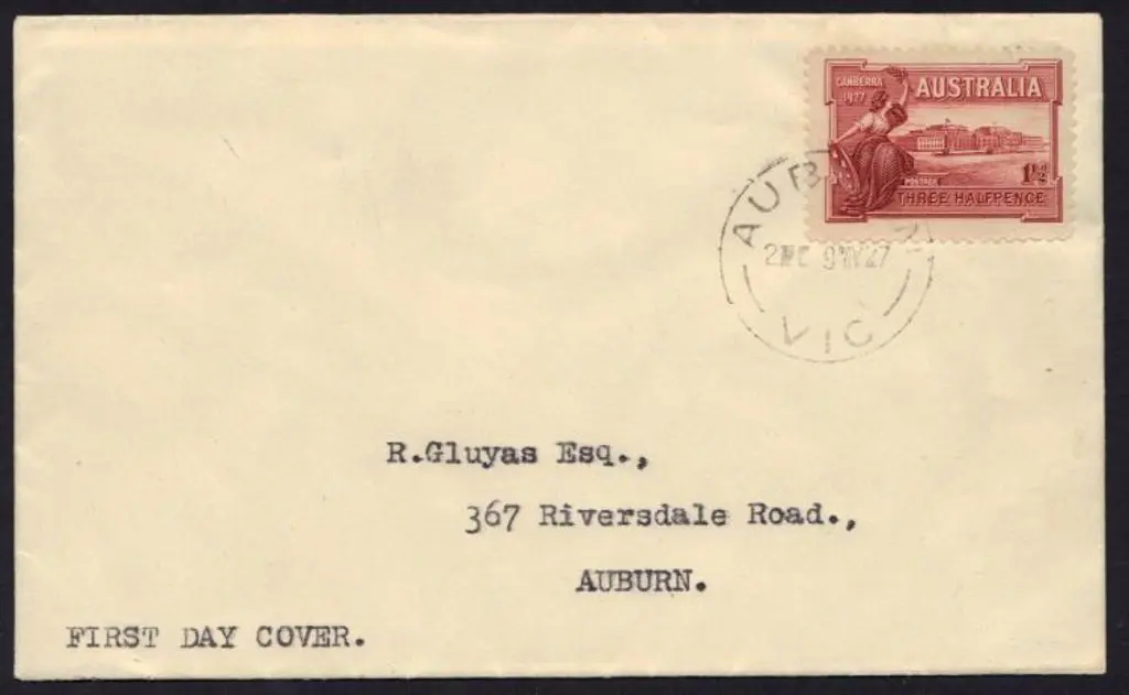 1927 (9th May) 1½d Parliament House plain FDC with ... Image 1++