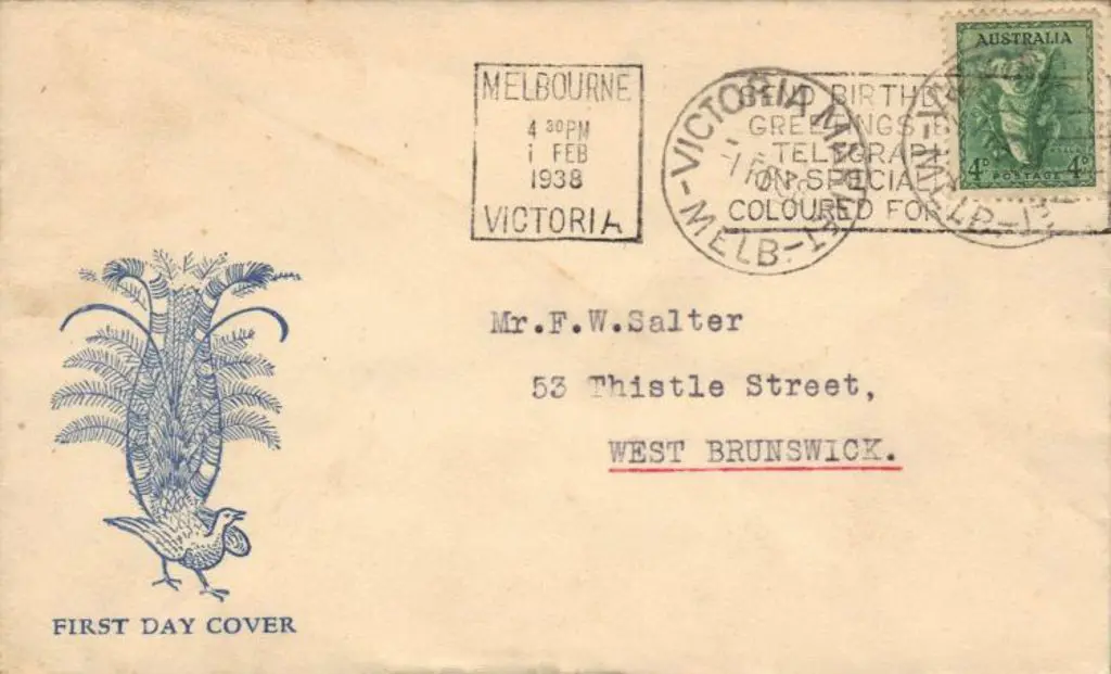 1938 (1st Feb) 4d koala on Kufner FDC with typed ... Image 1++