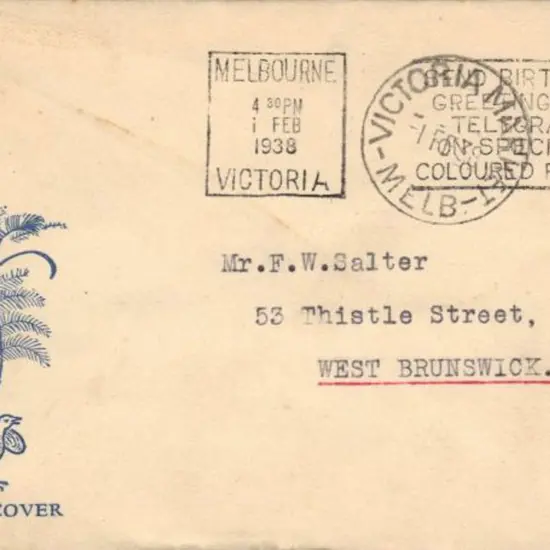 1938 (1st Feb) 4d koala on Kufner FDC with typed ...