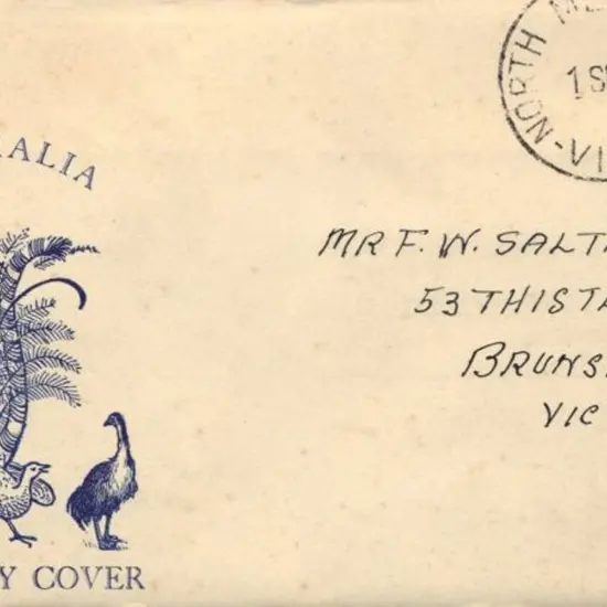 1938 (1st Sept) 9d platypus on Kufner FDC. Hand ...