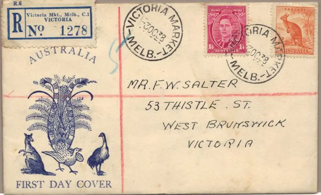 1938 (3rd Oct) ½d kangaroo & 1/4d KGVI on ... Image 1++