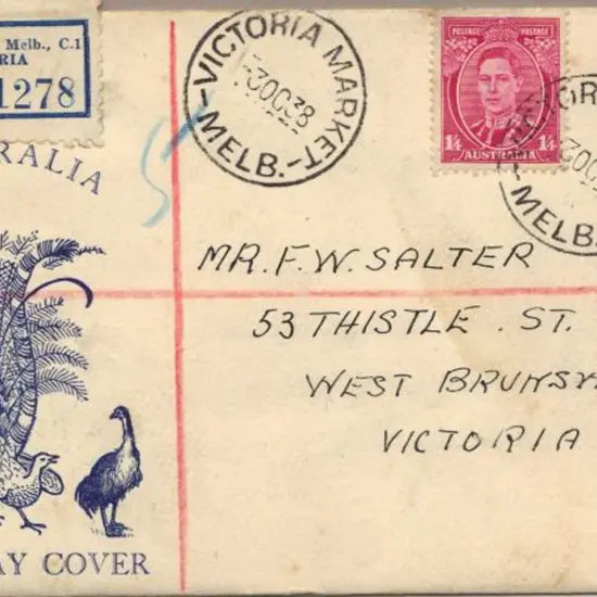 1938 (3rd Oct) ½d kangaroo & 1/4d KGVI on ...