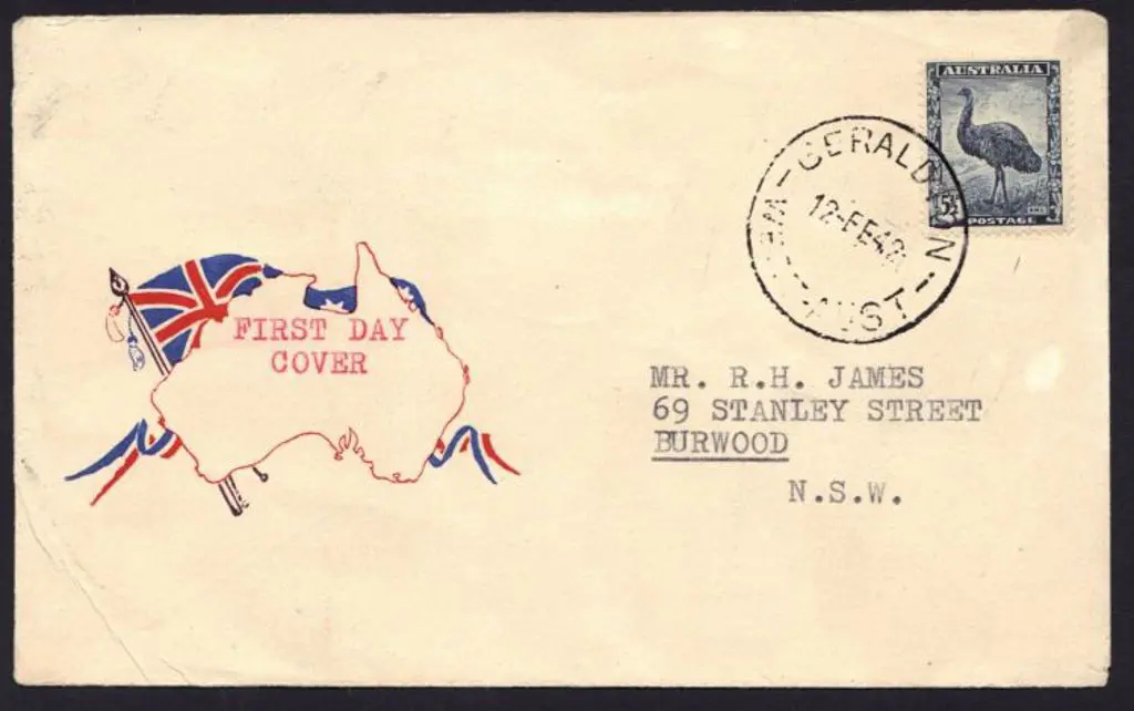 1942 (12th Feb) 5½d emu on First Day Cover on ... Image 1++