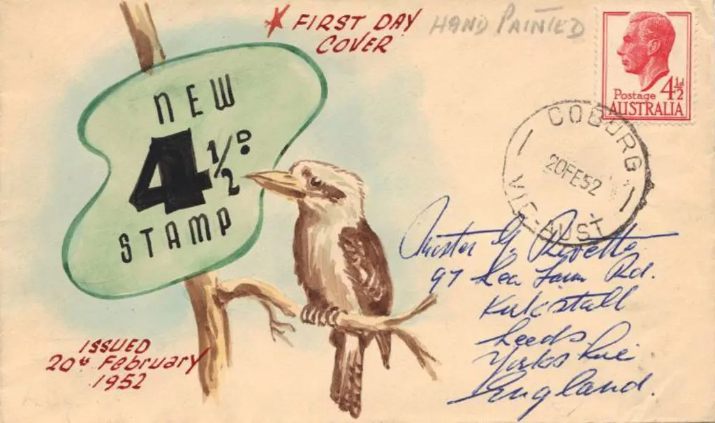 1952 (20th Feb) 4½d scarlet KGVI hand painted ... Image 1++