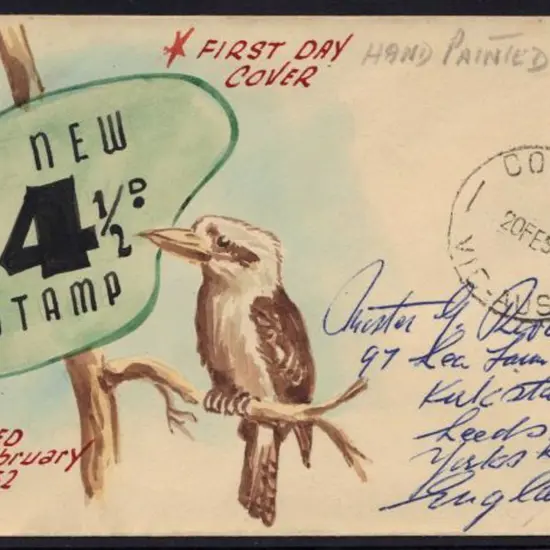 1953 (21st April) 3½d brown-red QEII hand painted ...