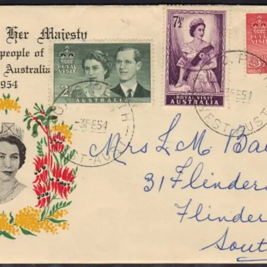 1954 (3rd Feb) Royal Visit set of 3 on Boan's ...