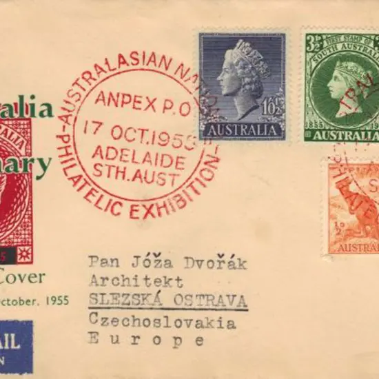 1955 (17th Oct) SA Stamp Cent FDC on Royal illust ...