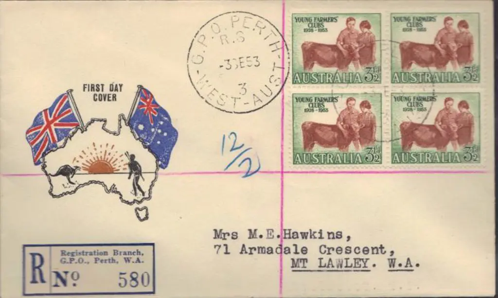 1959 (3rd Sept) 3½d Young Farmers block of 4 on ... Image 1++