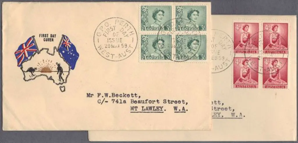 1959 1d, 3d, 3½d & 4d QEII defins in blocks of 4 ... Image 1++