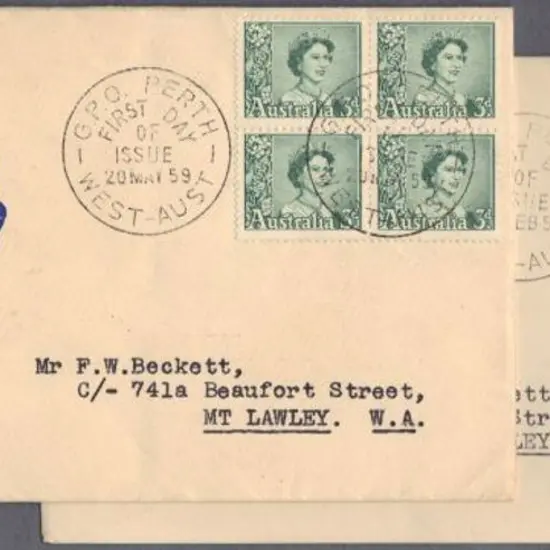 1959 1d, 3d, 3½d & 4d QEII defins in blocks of 4 ...