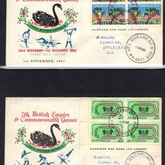 1962 (1st Nov) Commonwealth Games set of 2 in ...