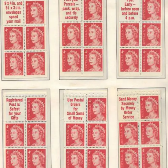 1966 4¢ red QEII booklet panes set of 6 MUH plus ...