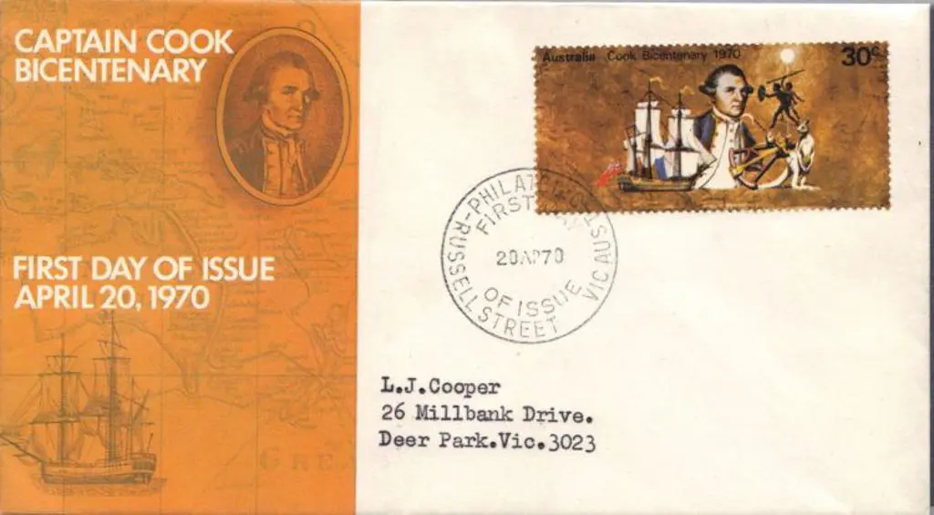 1970 (20th April) 30c Captain Cook on small FDC. ... Image 1++