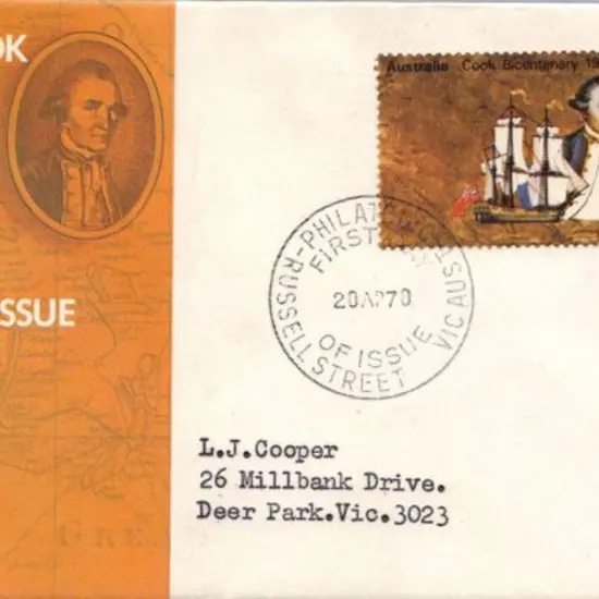 1970 (20th April) 30c Captain Cook on small FDC. ...