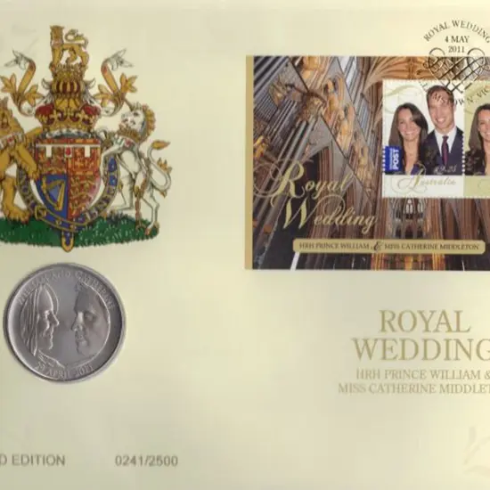2011 (4th May) Royal Wedding £5 coin with Aust M/S ...