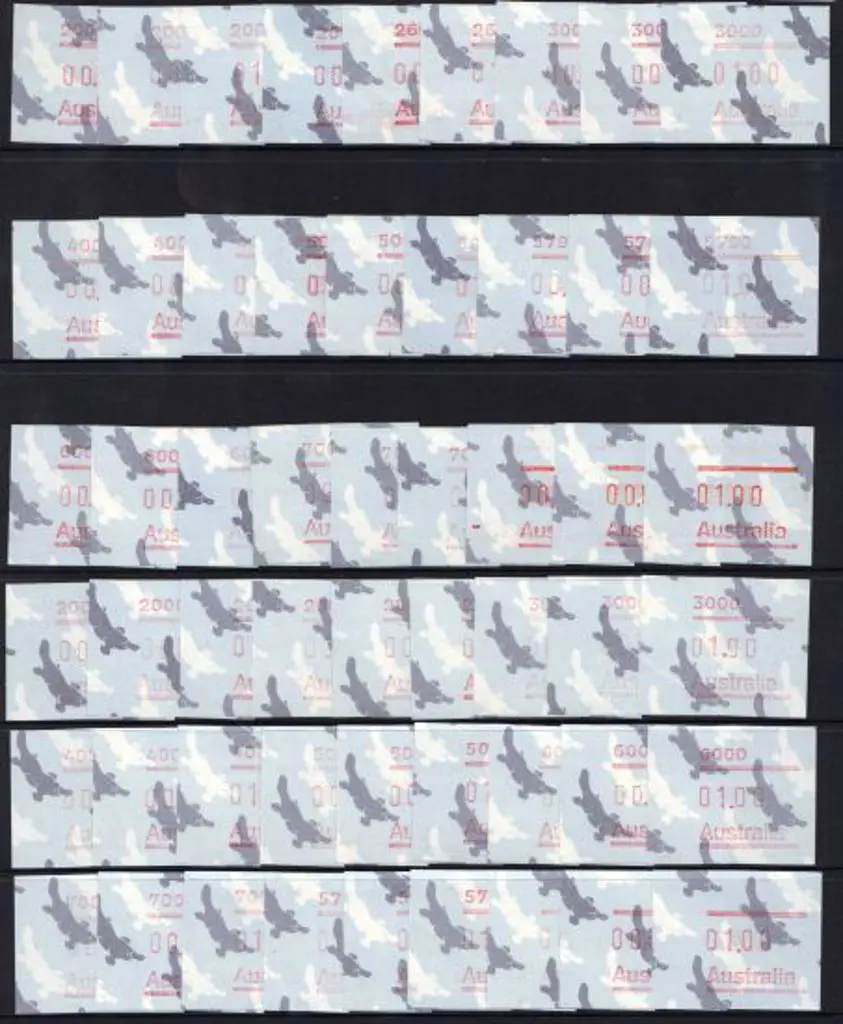 1986 & 1987 Platypus paper 36c, 50c & $1 and 37c, ... Image 1++