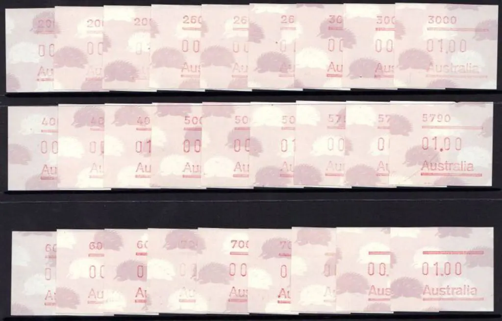 1987 Echidna paper 37c, 53c & $1 Postcode Button ... Image 1++