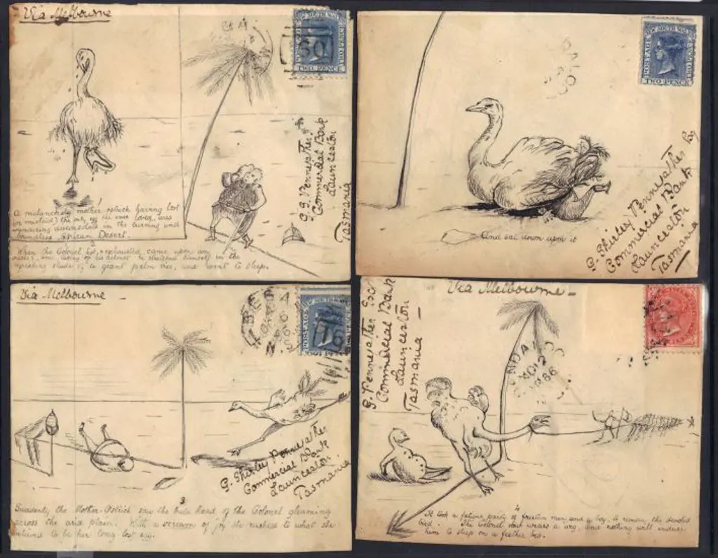 1886 Four hand drawn fronts telling the story of ... Image 1++
