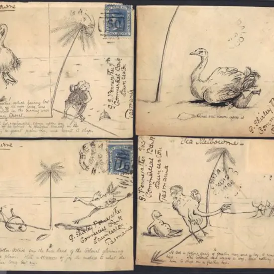 1886 Four hand drawn fronts telling the story of ...