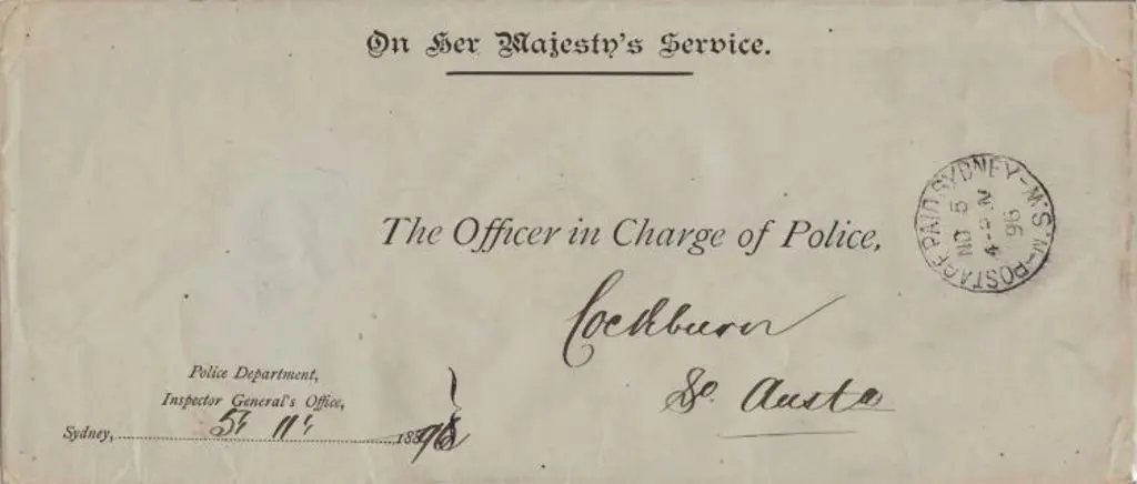 1896 (5th Nov) Postage Sydney paid cds on OHMS ... Image 1++