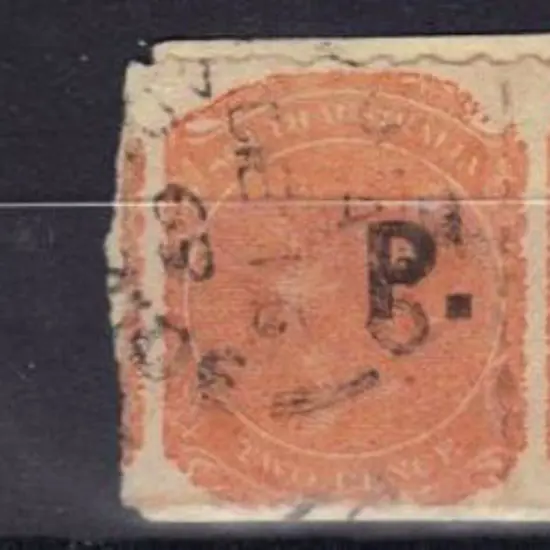 1868/76 2d roulette with "P" ovpt (Police) on pair ...