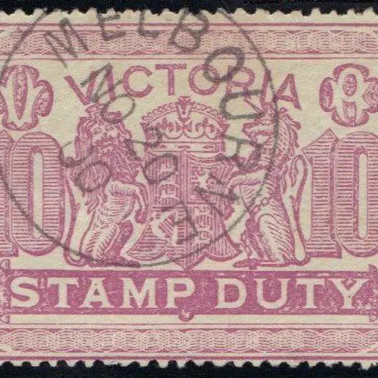 1884 £10 mauve fine used with neat Melbourne NO 20 ...