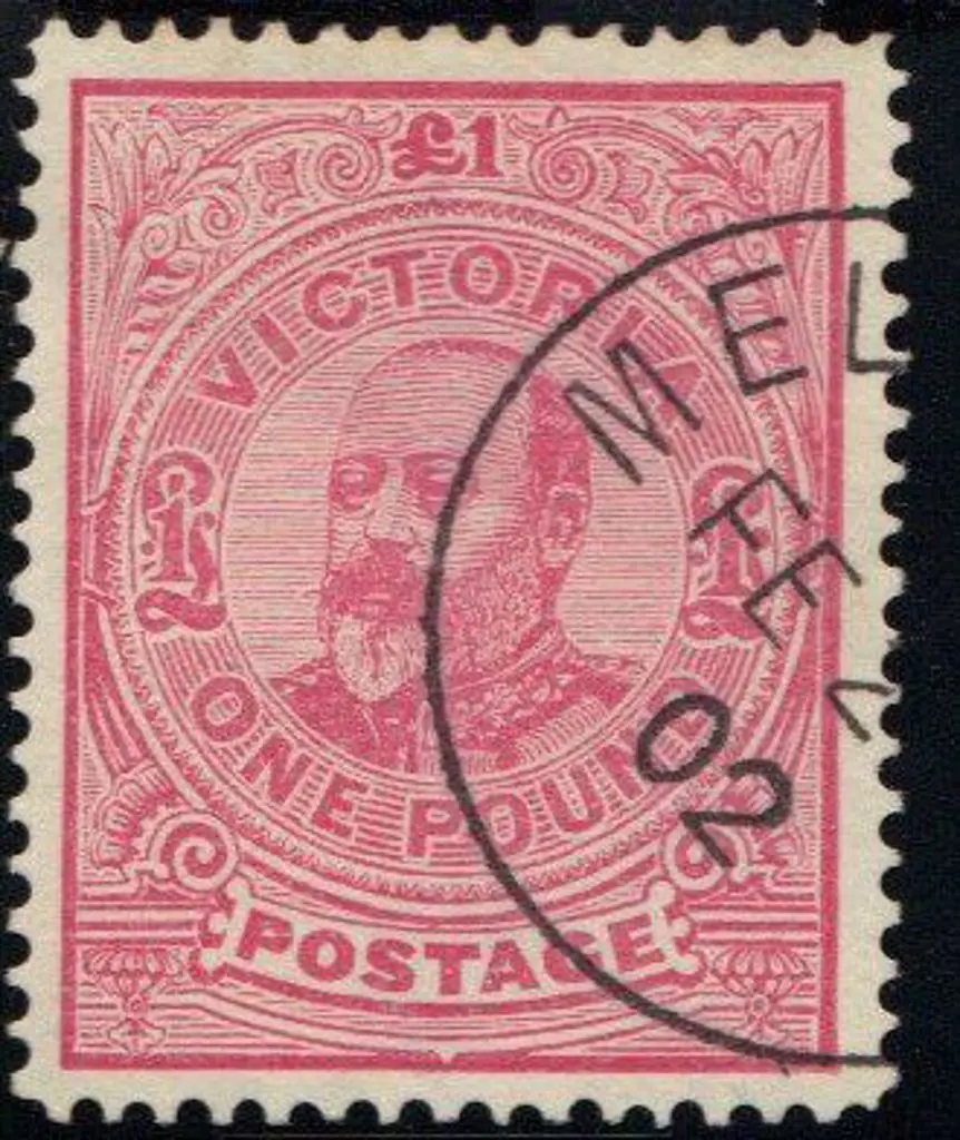 1901 £1 carmine-rose with Melbourne CTO part cds. ... Image 1++