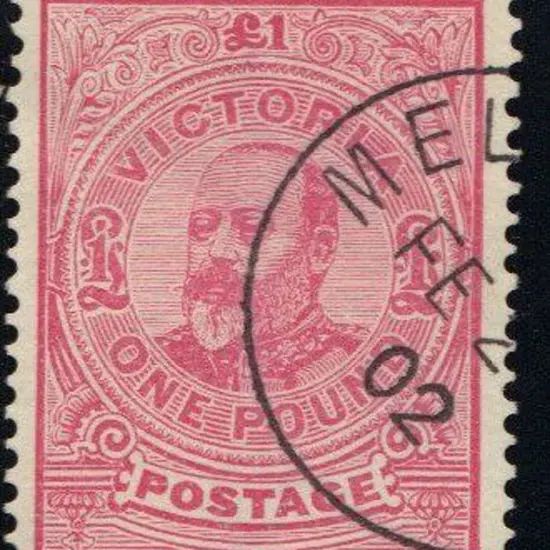1901 £1 carmine-rose with Melbourne CTO part cds. ...
