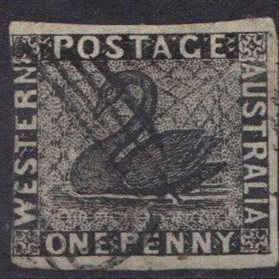 1854 1d black fine used with light void grid pmk. ...