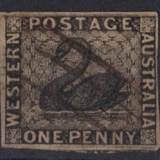 1854 1d black imperf with 4 margins & cancelled ...