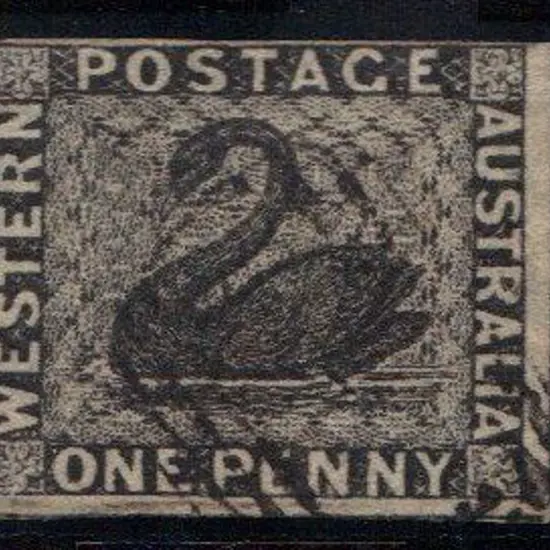 1854 1d black imperf with 3 wide margins & just ...
