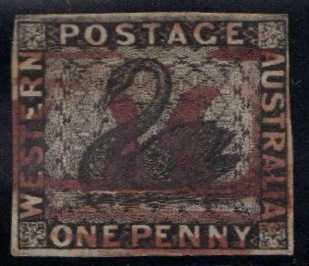 1854 1d black with seldom seen cancel in red. 4 ... Image 1++