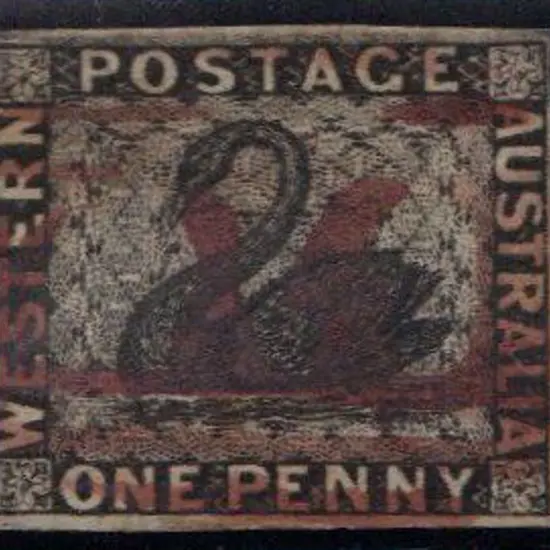 1854 1d black with seldom seen cancel in red. 4 ...