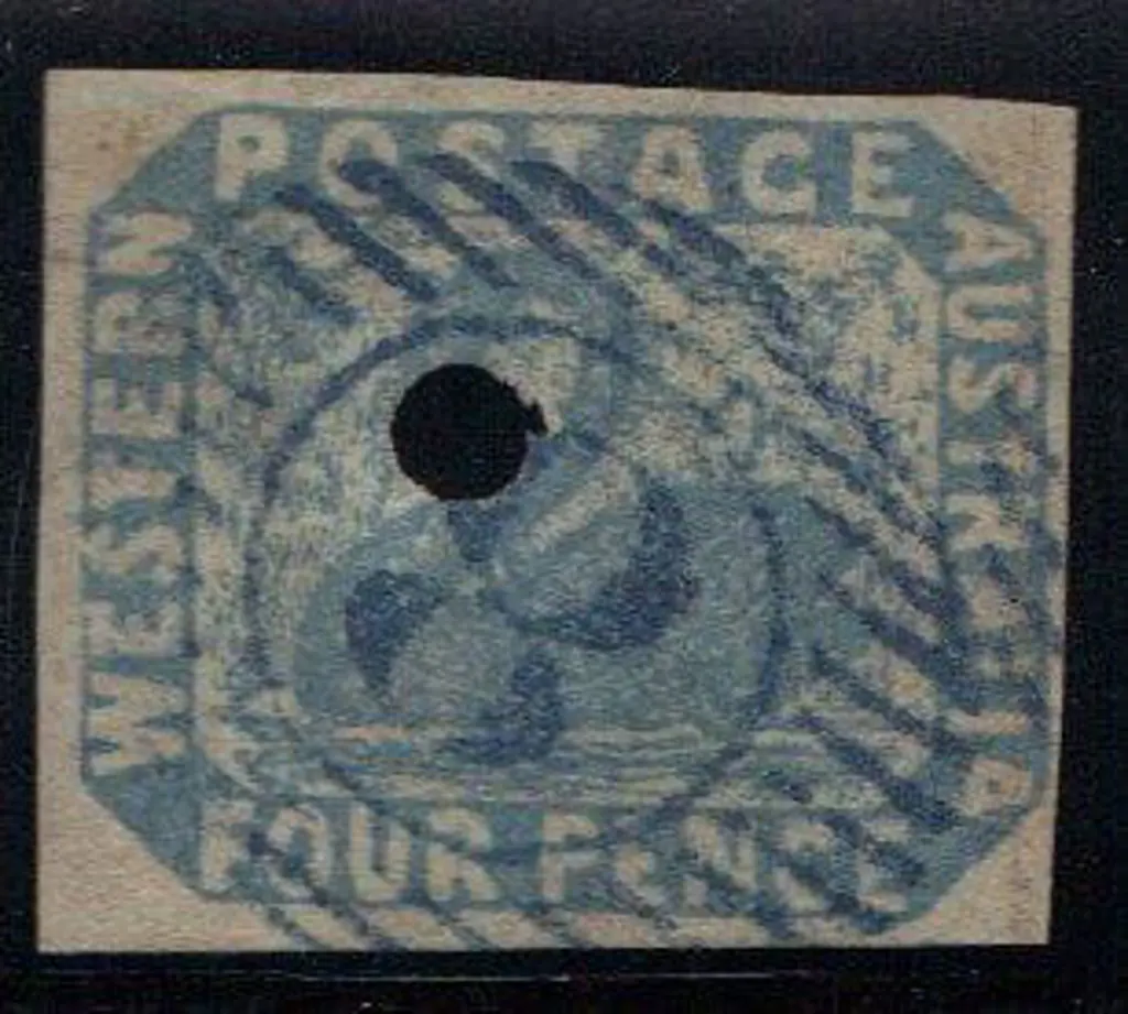 1854 4d blue F/U with crisp "8" obliterator in ... Image 1++