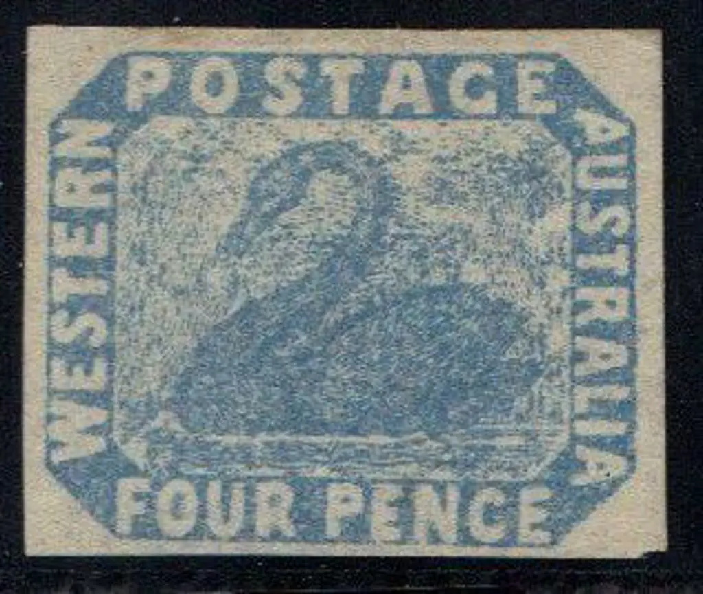 1854 4d blue with 4 clear margins. Fresh mint no ... Image 1++