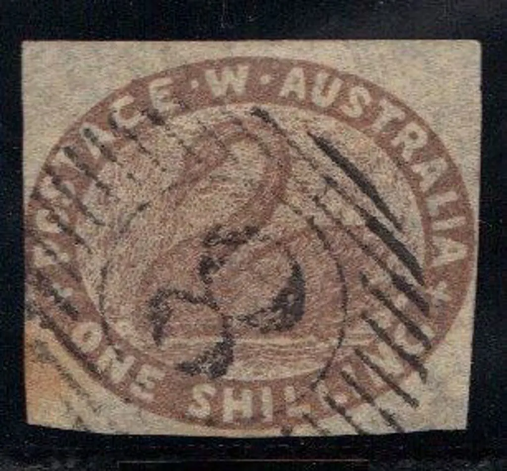 1855 1/- grey-brown swan fine used with crisp 15 ... Image 1++