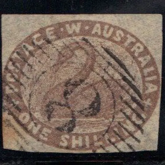 1855 1/- grey-brown swan fine used with crisp 15 ...