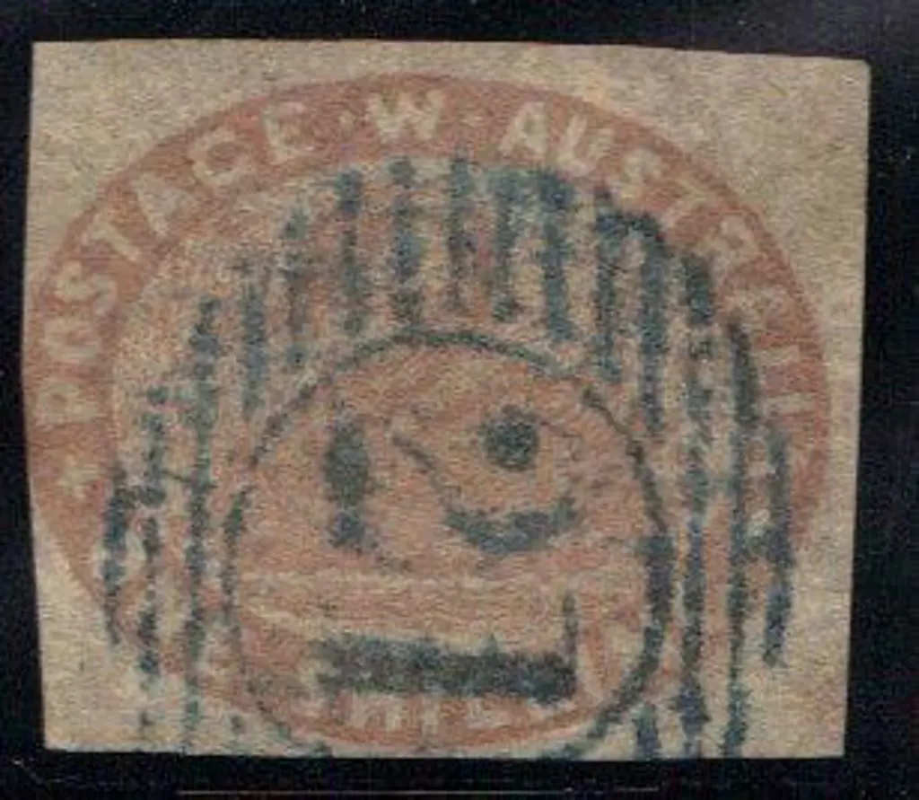 1855 1/- pale brown (reddish shade) imperf with 3 ... Image 1++
