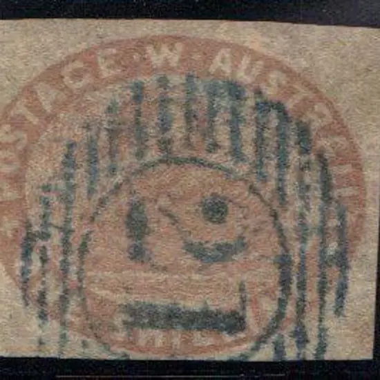 1855 1/- pale brown (reddish shade) imperf with 3 ...