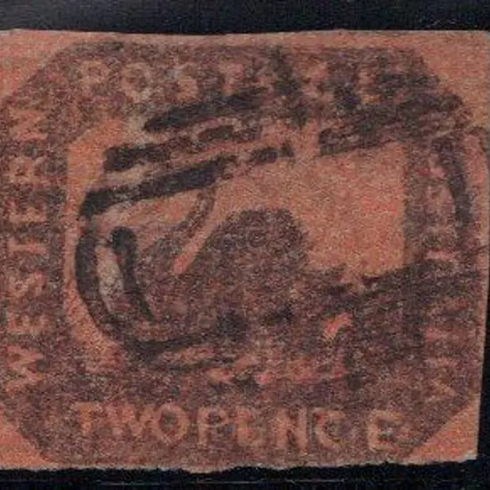 1857/59 2d brown black on red "printed both side" ...