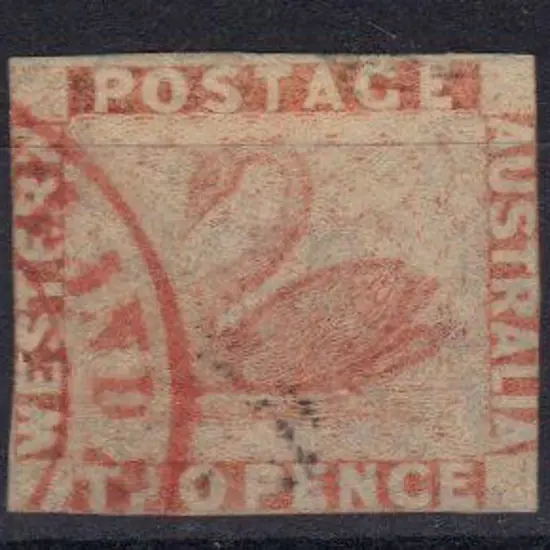 1860 2d pale orange swan F/U incl part red cancel. ...